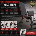 Podesiva fitnes klupa sa nosačem za biceps i ekstenzijom za noge