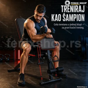 Podesiva fitnes klupa sa nosačem za biceps i ekstenzijom za noge