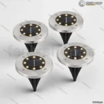 Podne LED solarne lampe za dvorište — Set 4 komada, inox, automatsko paljenje