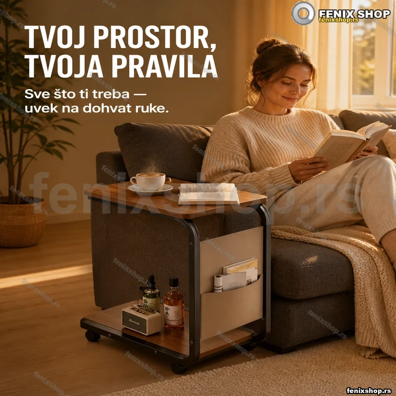 Pomoćni stočić C oblika za kauč i krevet