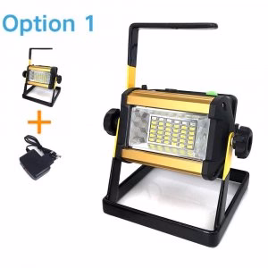 Punjivi prenosni LED reflektor 50 W sa 3 baterije prenosni punjivi LED reflektor 50 W - prednja strana