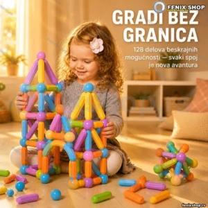 Set magnetnih štapića i kuglica – 128 delova