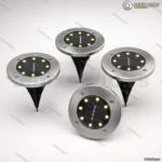 Solarne Podne LED Lampe za Dvorište – Set 4 kom, Inox, Automatsko Paljenje