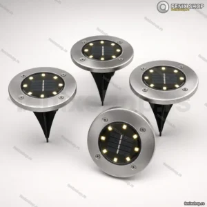 Solarne Podne LED Lampe za Dvorište – Set 4 kom, Inox, Automatsko Paljenje