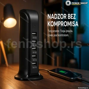USB punjačka stanica sa 5 portova i skrivenom kamerom