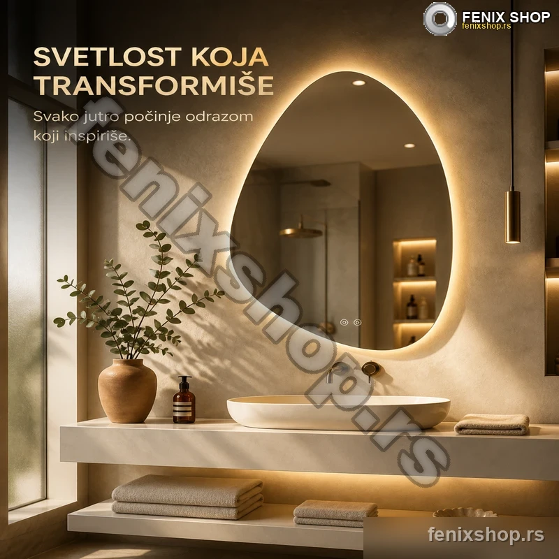 LED ogledalo asimetričnog oblika 52×72 cm — pozadinsko osvetljenje LED ogledalo asimetričnog oblika 52×72 cm — pozadinsko osvetljenje