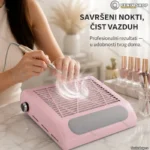 Roze aspirator za nokte 80W sa naslonom za ruku