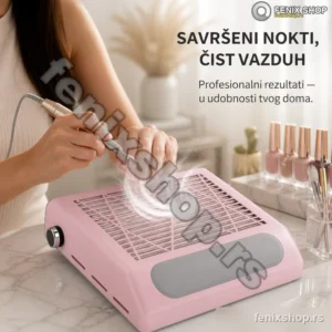 Roze aspirator za nokte 80W sa naslonom za ruku