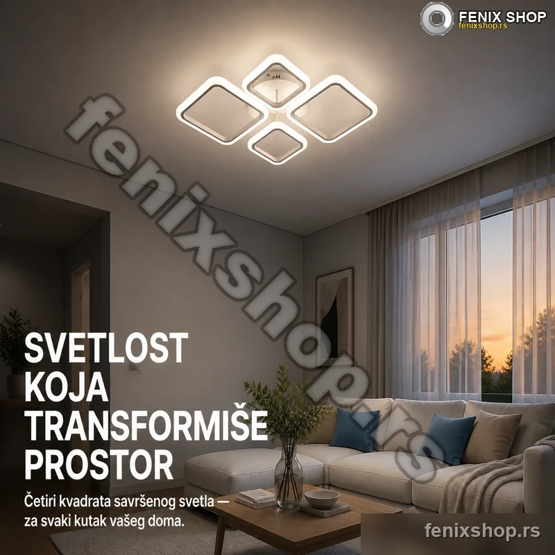 Bela LED plafonjera 54W sa četiri kvadratna okvira 70x53 cm Bela LED plafonjera 54W sa četiri kvadratna okvira 70x53 cm