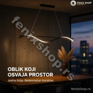 Linijski LED luster talasasti crni 100 cm — NMLights Worth