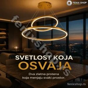 LED luster sa dva zlatna prstena 32W i daljinskim upravljačem