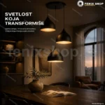WOTTES YP3-2288 — tri crne kupe, viseća lampa E27