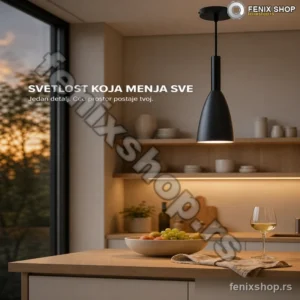 Crna konusna viseća lampa SKD-P001 — grlo E27, 30 cm