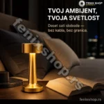 Elements punjiva stona lampa zlatna, dodir, 21 cm