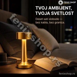 Elements punjiva stona lampa zlatna, dodir, 21 cm
