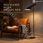 Retro podna lampa 130 cm — metalni stub sa nagnutim abažurom E27
