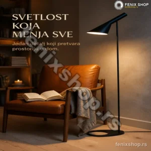 Retro podna lampa 130 cm — metalni stub sa nagnutim abažurom E27