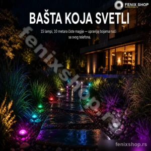 RGB LED lampe za baštu — komplet 15 modula, 10 m, IP67