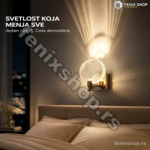 Zidna lampa zlatni nosač i stakleni disk sa efektom mehurica