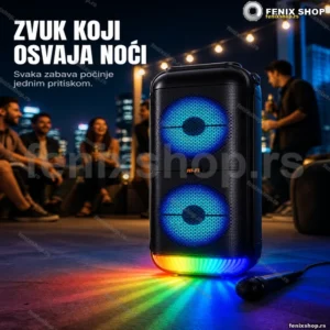 Prenosni party zvučnik sa mikrofonom, RGB osvetljenjem i FM radiom ZQS6227