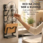 Metalni zidni stalak za poklopce šerpi i daske za sečenje