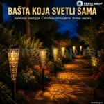 Bastenske solarne baklje sa ornamentom — 44 cm, zamenljiva baterija
