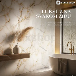 Samolepljive zidne ploče beli mermer zlatne žile 60x60 cm, 10 kom
