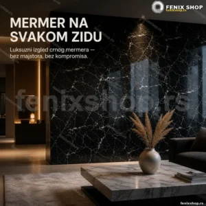3D zidne obloge crni mermer 60x60 cm, 10 kom