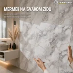 Samolepljive 3D zidne ploče belo-sivi mermer 60x60 cm, 12 kom