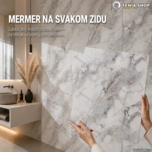 Samolepljive 3D zidne ploče belo-sivi mermer 60x60 cm, 12 kom