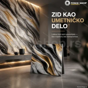 PVC ploče samolepljive 60x60 cm crno-zlatni mermer, 12 kom
