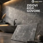 PVC ploče tamnosivi mermer 60x60 cm, 12 kom — samolepljive