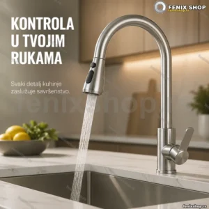 Kuhinjska slavina s izvlačivom tušem brušeni nikl
