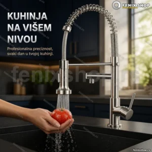 Profesionalna jednoručna inox slavina sa oprugom i dve priključne cevi