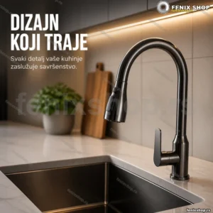 Kuhinjska slavina tamno siva gunmetal sa izvlačivom tušem