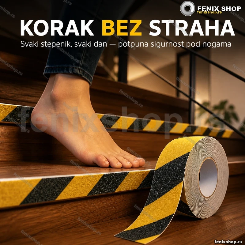 Samolepljiva protivklizna traka žuto-crna 50 mm × 5 m Samolepljiva protivklizna traka žuto-crna 50 mm × 5 m