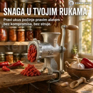 Metalna ručna mašina br. 12 za mlevenje mesa sa stegom