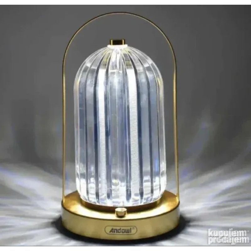 Andowl Cristal LED Gold ukrasna stona lampa fenjer sa staklom stona lampa fenjer - u upotrebi