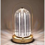 Andowl Cristal LED Gold ukrasna stona lampa fenjer sa staklom