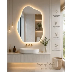 Aura LED ogledalo asimetričnog oblika 52×72 cm sa pozadinskim osvetljenjem