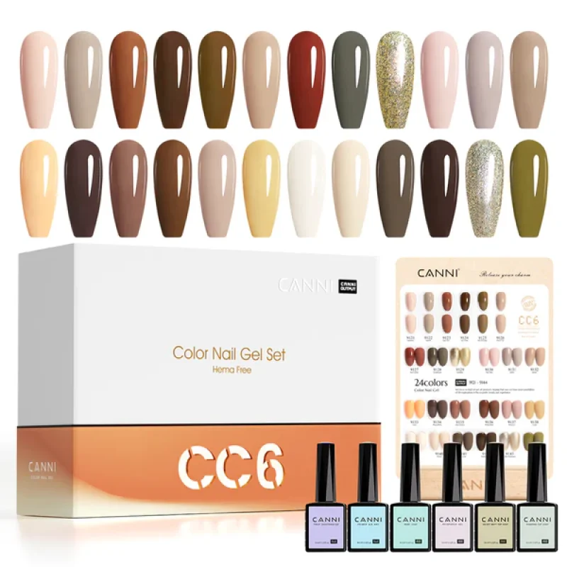 CANNI CC6 gel lakovi set 30 bočica po 9 ml HEMA free CANNI CC6 set gel lakova - u upotrebi