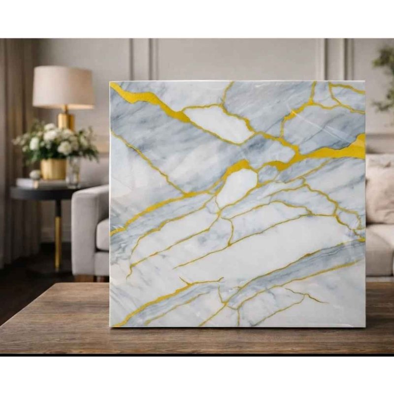 Dekorativni zidni paneli mermer zlatne žile 60x60 cm, 10 kom zidne obloge zlatne žile - prednja strana