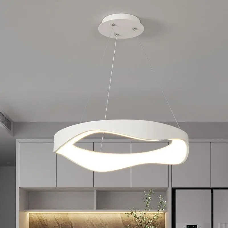 LED luster beli talasasti prsten DD-148, precnik 60 cm, daljinski beli LED luster - prednja strana