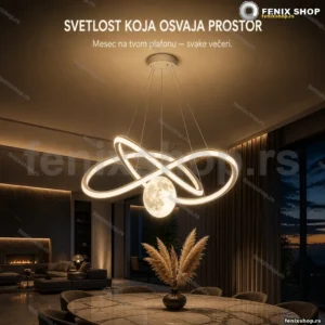 LED luster mesec sa isprepletanim trakama i sjajnom kuglom 50/60 cm