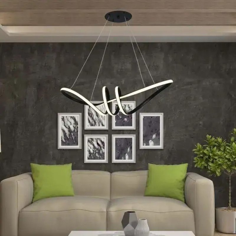 Linijski LED luster talasasti crni 100 cm — NMLights Worth crni linijski luster - u upotrebi