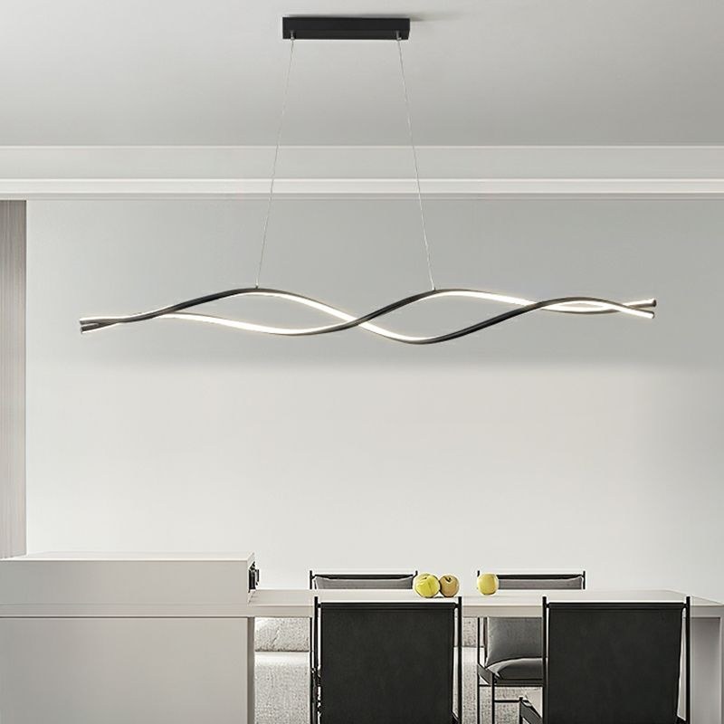 Linijski LED luster talasasti crni 100 cm — NMLights Worth crni linijski luster - detalji