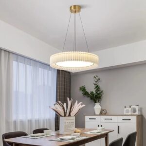Okrugli plisirani luster sa toplim LED svetlom, prečnik 60 cm — YK678665