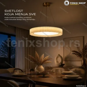 Okrugli plisirani luster sa toplim LED svetlom, prečnik 60 cm — YK678665