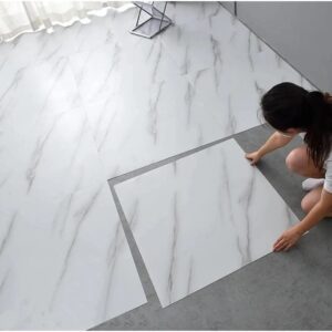 Podne ploče 60x60 cm beli mermer samolepljive — 10 kom