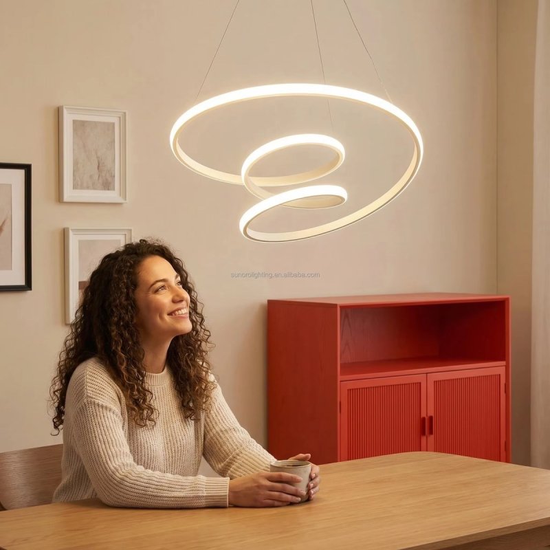 Prigušivi spiralni LED luster od aluminijuma sa daljinskim spiralni LED luster - prednja strana